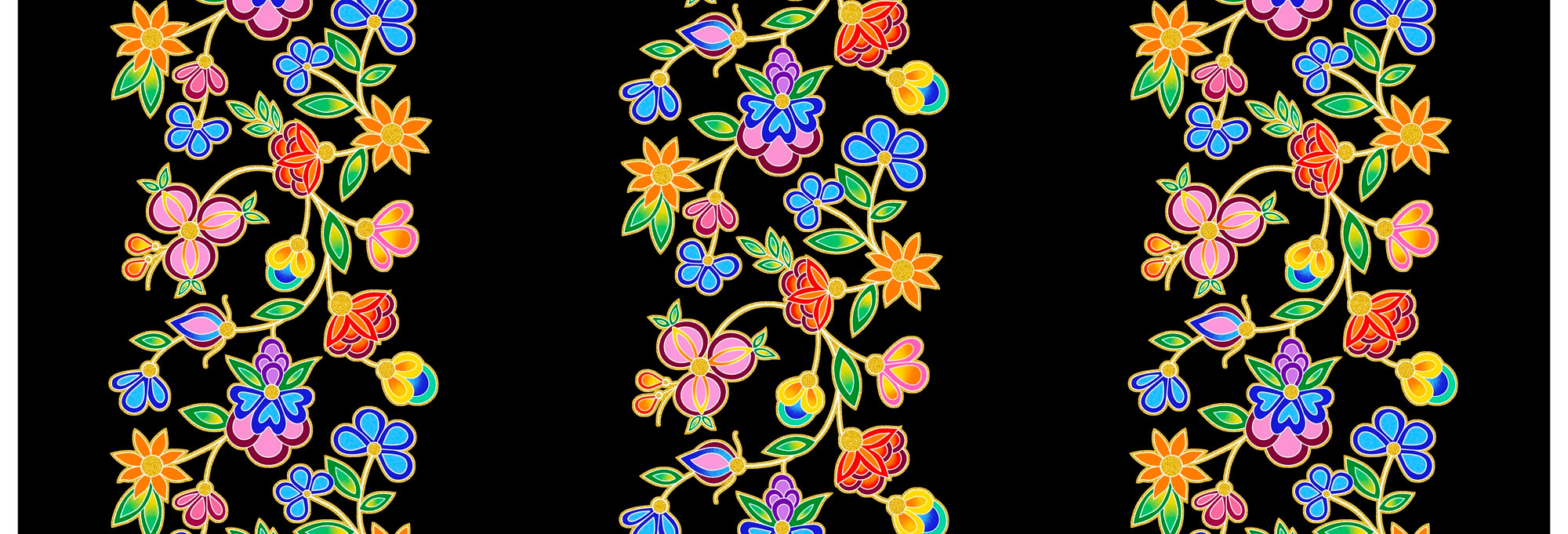 Koko_Blooms_by_Tamara_Malcolm TM-0004M-Black Indigenous fabrics by Itex Designs