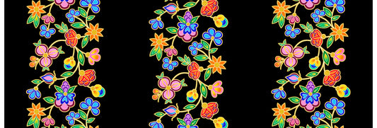 Koko_Blooms_by_Tamara_Malcolm TM-0004M-Black Indigenous fabrics by Itex Designs