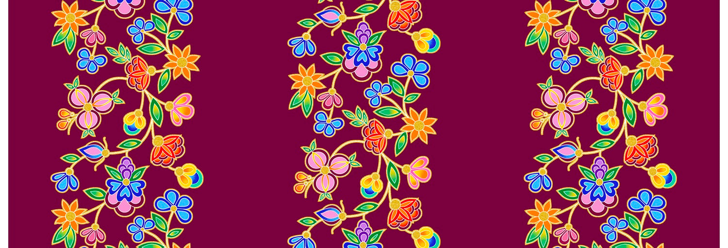 Koko_Blooms_by_Tamara_Malcolm TM-0004M-Maroon Indigenous fabrics by Itex Designs