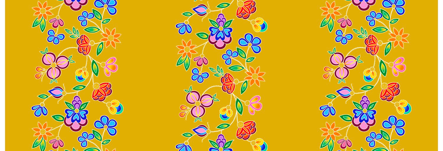 Koko_Blooms_by_Tamara_Malcolm TM-0004M-Mustard Indigenous fabrics by Itex Designs