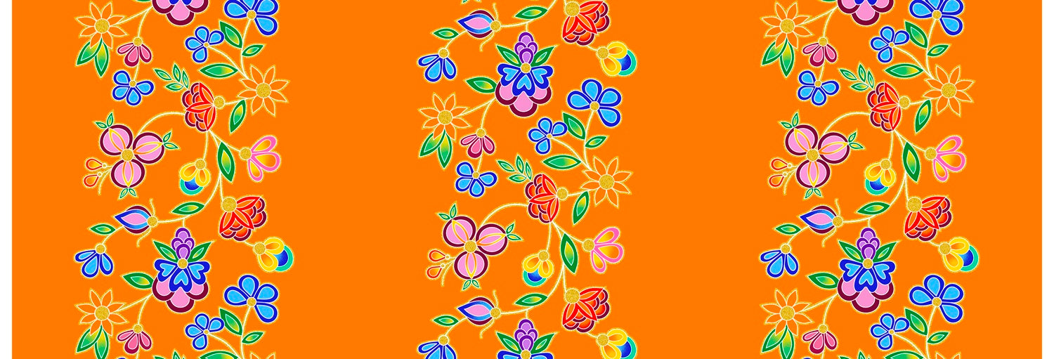 Koko_Blooms_by_Tamara_Malcolm TM-0004M-Orange Indigenous fabrics by Itex Designs