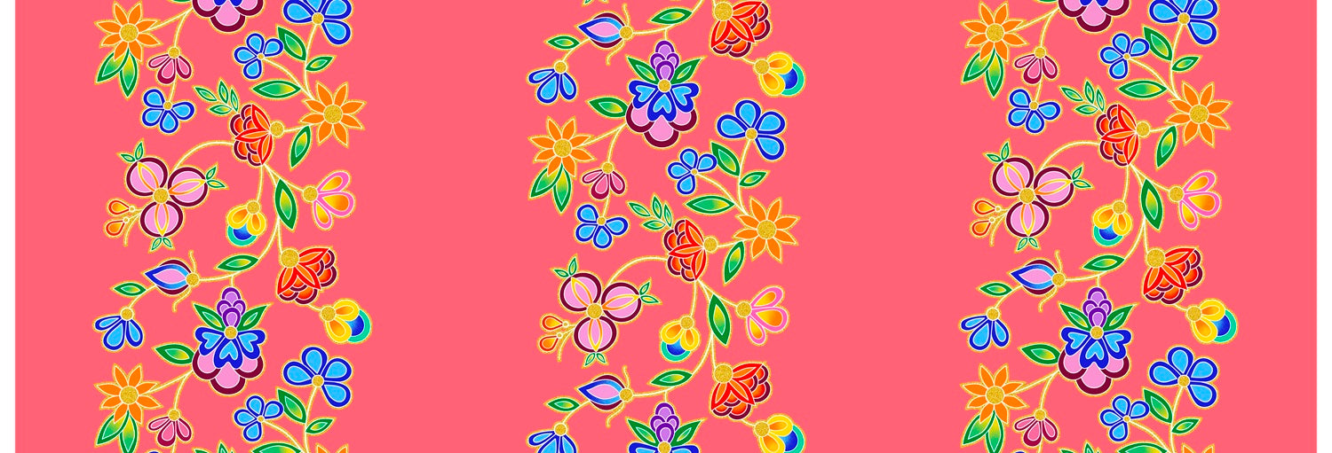 Koko_Blooms_by_Tamara_Malcolm TM-0004M-Salmon Indigenous fabrics by Itex Designs