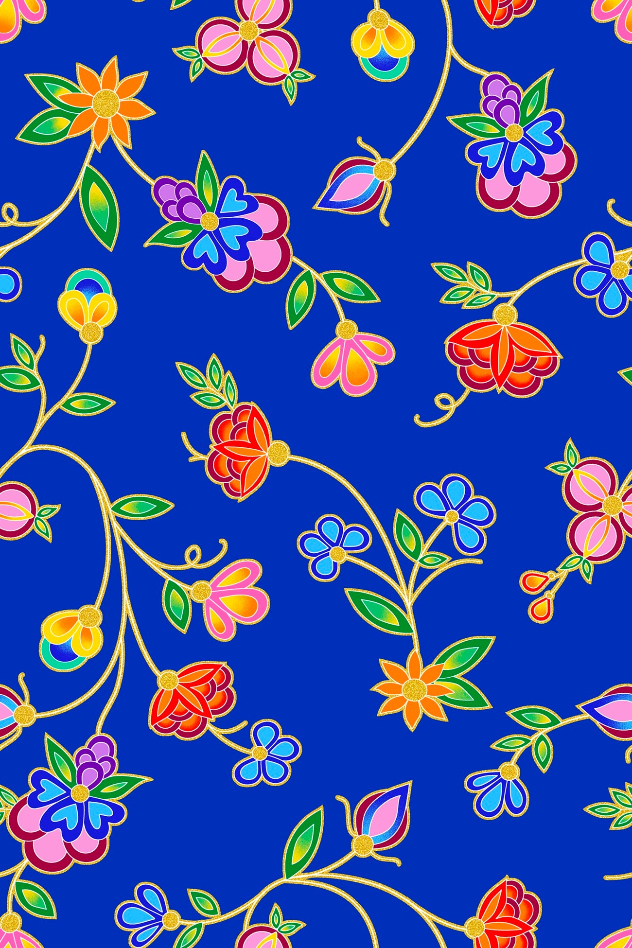 Koko_Blooms_by_Tamara_Malcolm TM-0005M-Dark Royal Indigenous fabrics by Itex Designs