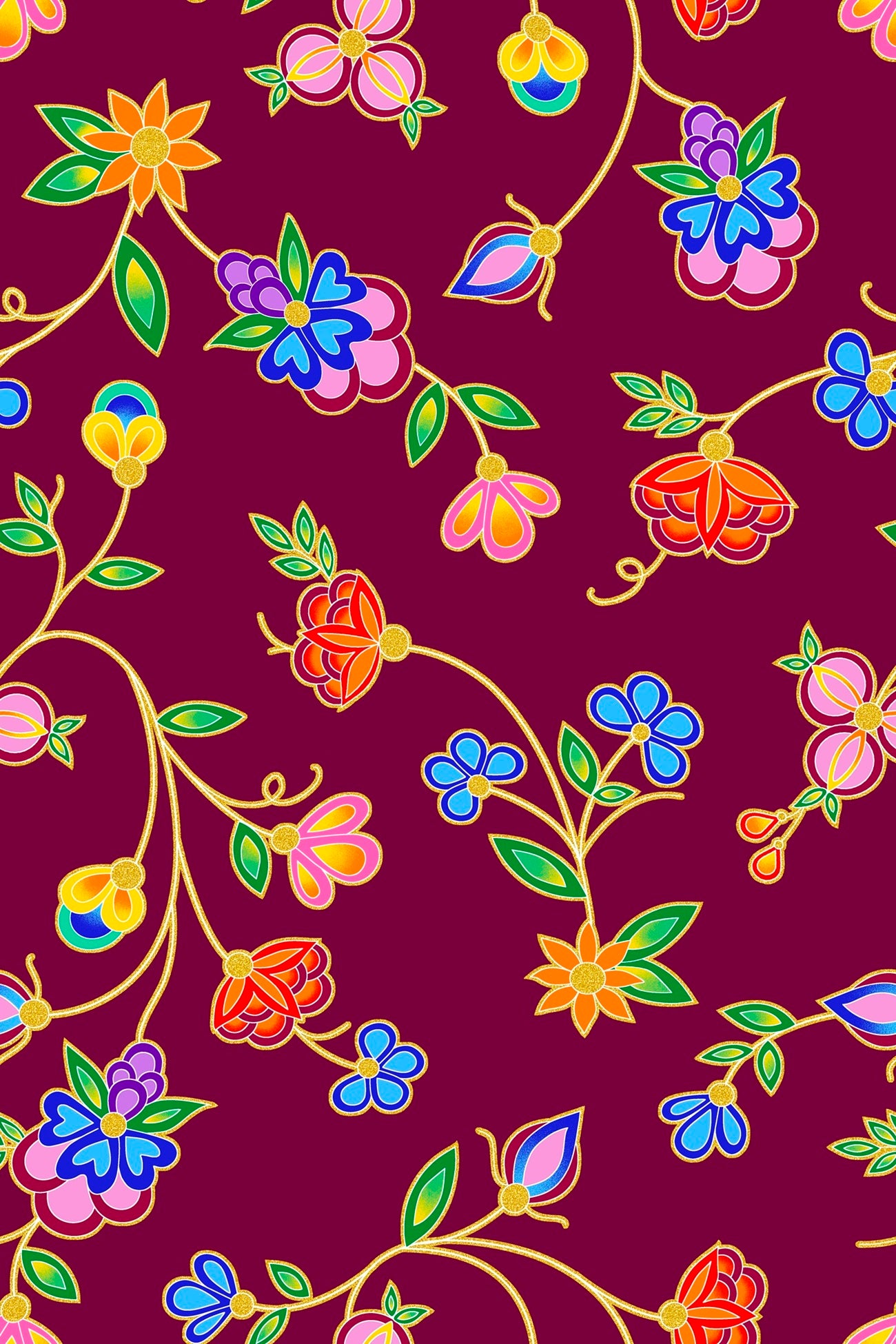 Koko_Blooms_by_Tamara_Malcolm TM-0005M-Maroon Indigenous fabrics by Itex Designs