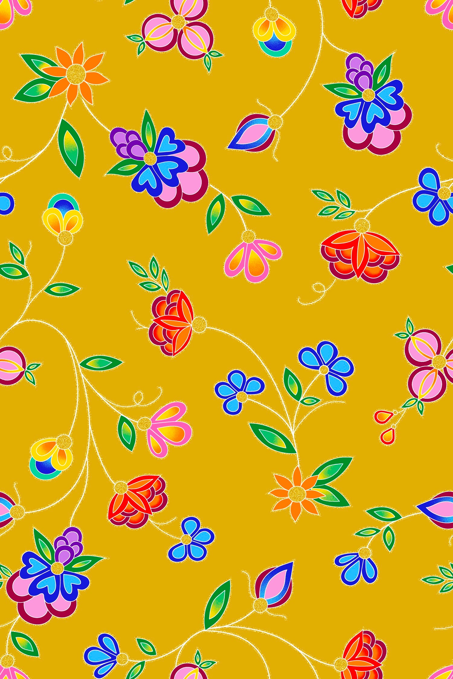 Koko_Blooms_by_Tamara_Malcolm TM-0005M-Mustard Indigenous fabrics by Itex Designs