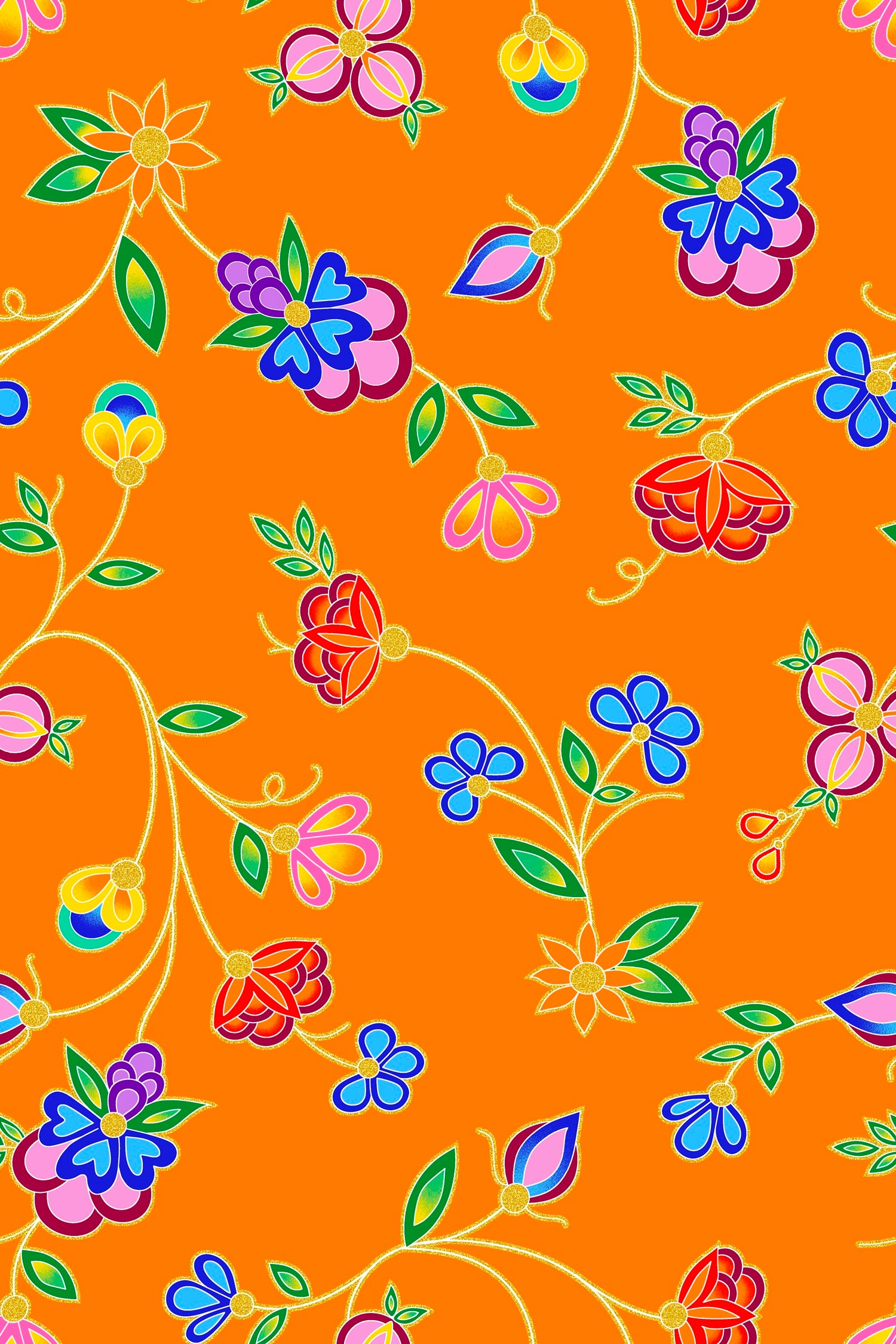 Koko_Blooms_by_Tamara_Malcolm TM-0005M-Orange Indigenous fabrics by Itex Designs