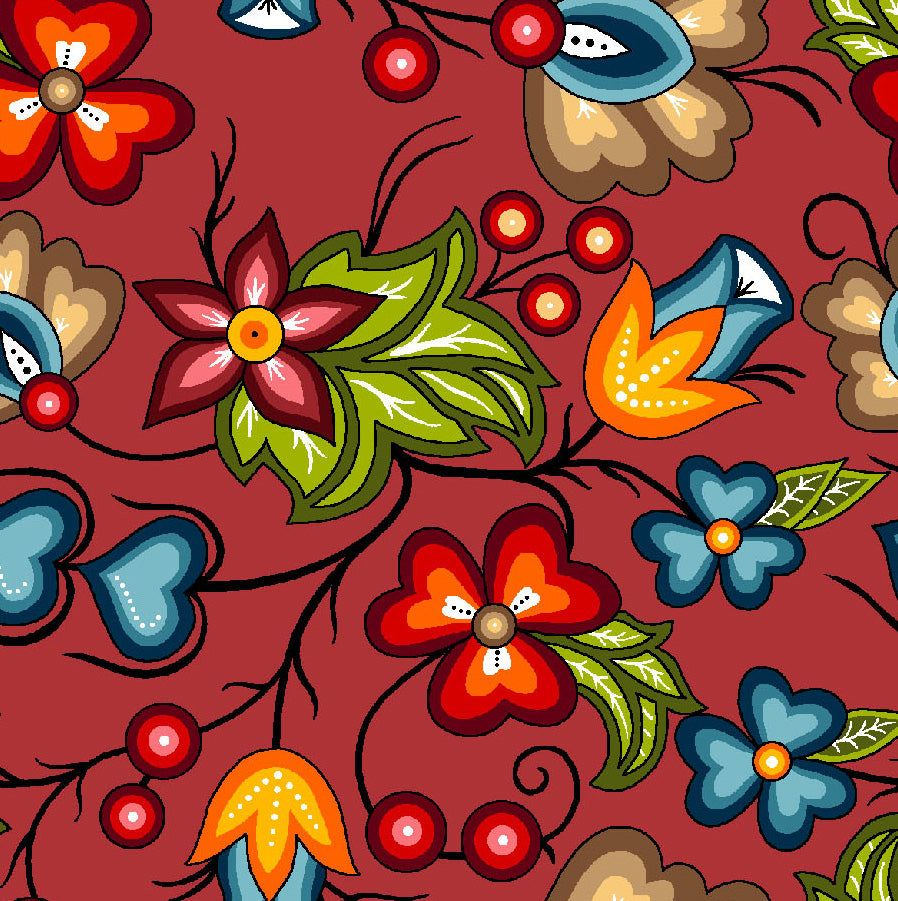 Native_Floral_2_by_Shannon_Gustafson SG-0002-Dusty Rose Indigenous fabrics by Itex Designs