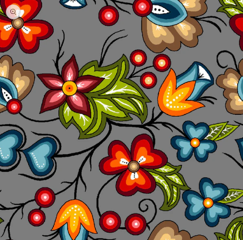 Native_Floral_2_by_Shannon_Gustafson SG-0002-Grey Indigenous fabrics by Itex Designs