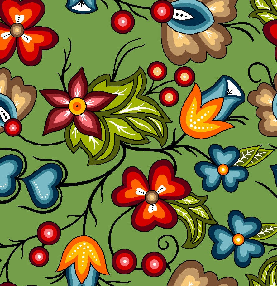 Native_Floral_2_by_Shannon_Gustafson SG-0002-Light Sage Indigenous fabrics by Itex Designs