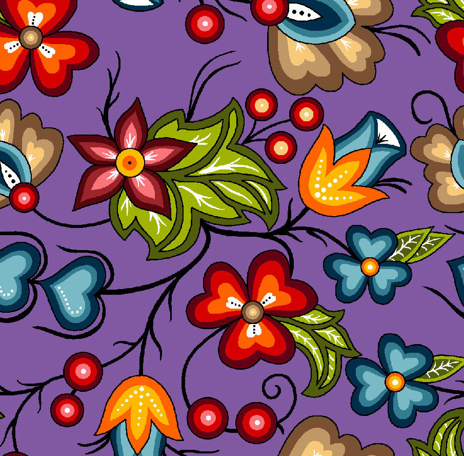 Native_Floral_2_by_Shannon_Gustafson SG-0002-Purple Indigenous fabrics by Itex Designs