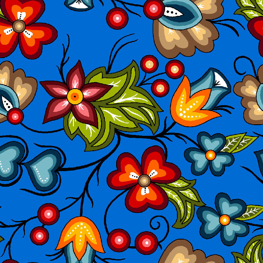 Native_Floral_2_by_Shannon_Gustafson SG-0002-Royal Indigenous fabrics by Itex Designs