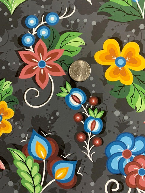 Native_Floral_3_by_Shannon_Gustafson SG-0003-Charcoal Indigenous fabrics by Itex Designs
