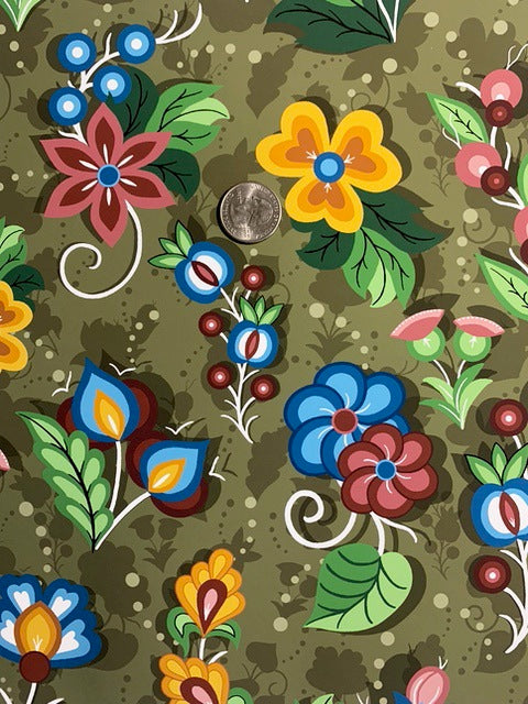Native_Floral_3_by_Shannon_Gustafson SG-0003-Khaki Indigenous fabrics by Itex Designs