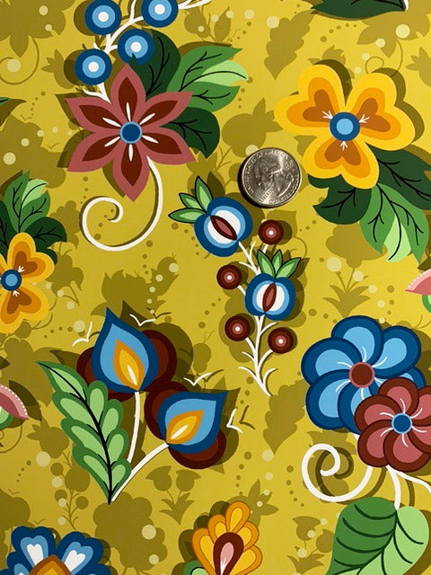 Native_Floral_3_by_Shannon_Gustafson SG-0003-Mustard Indigenous fabrics by Itex Designs