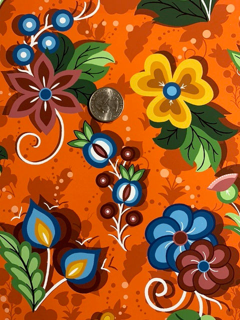 Native_Floral_3_by_Shannon_Gustafson SG-0003-Orange Indigenous fabrics by Itex Designs