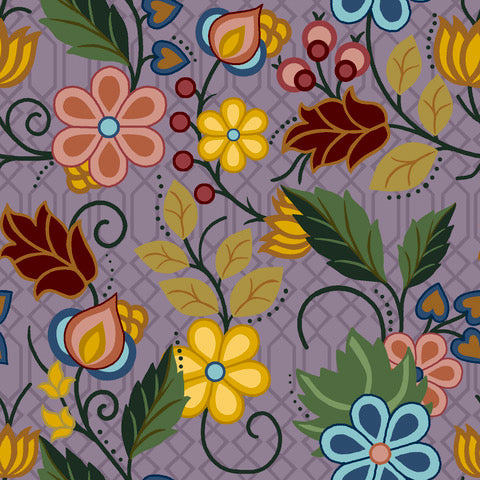 Native_Floral_4_by_Shannon_Gustafson SG-0004-Purple Indigenous fabrics by Itex Designs