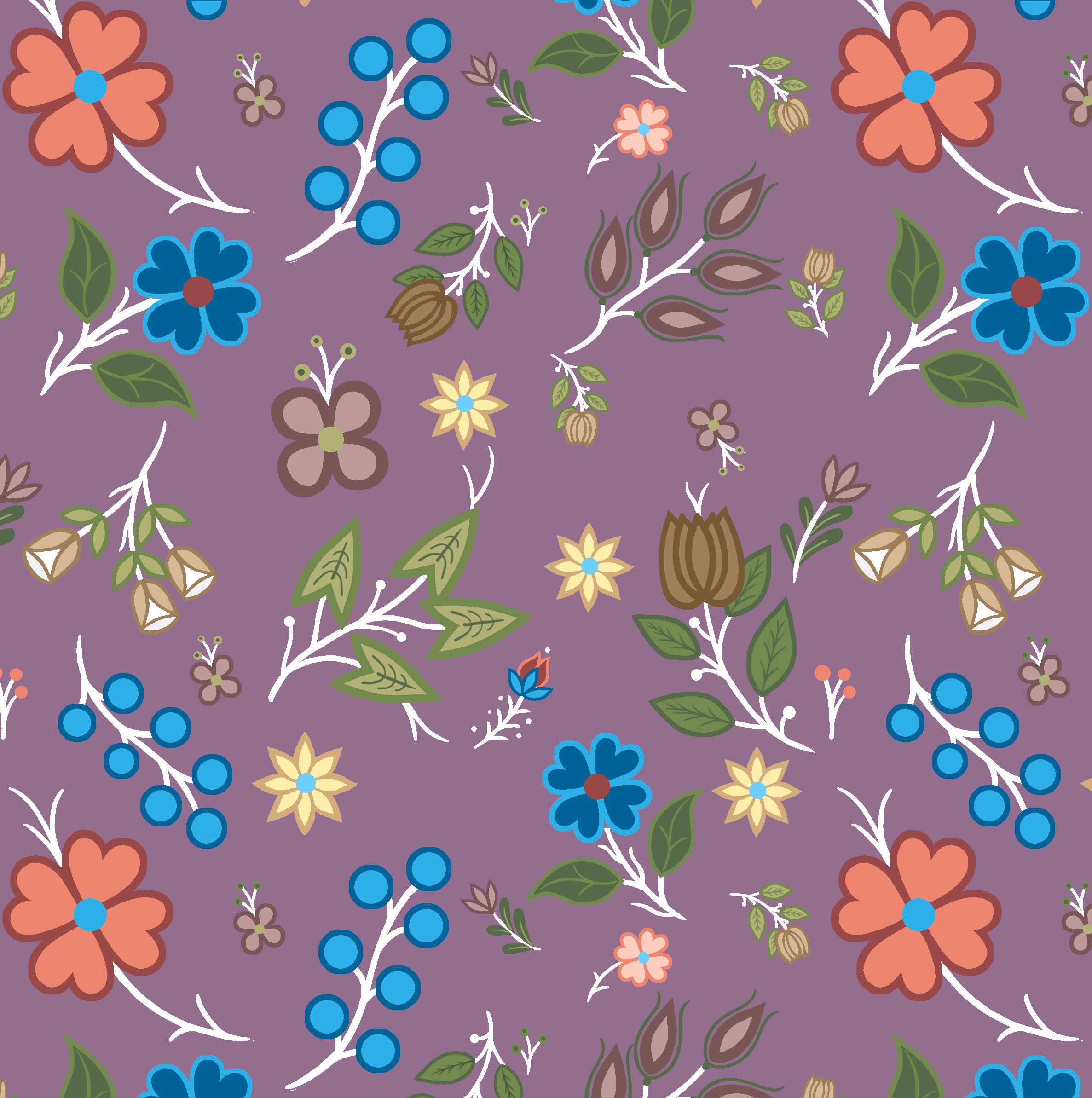 Native_Floral_6_by_Shannon_Gustafson SG-0006-Purple Indigenous fabrics by Itex Designs