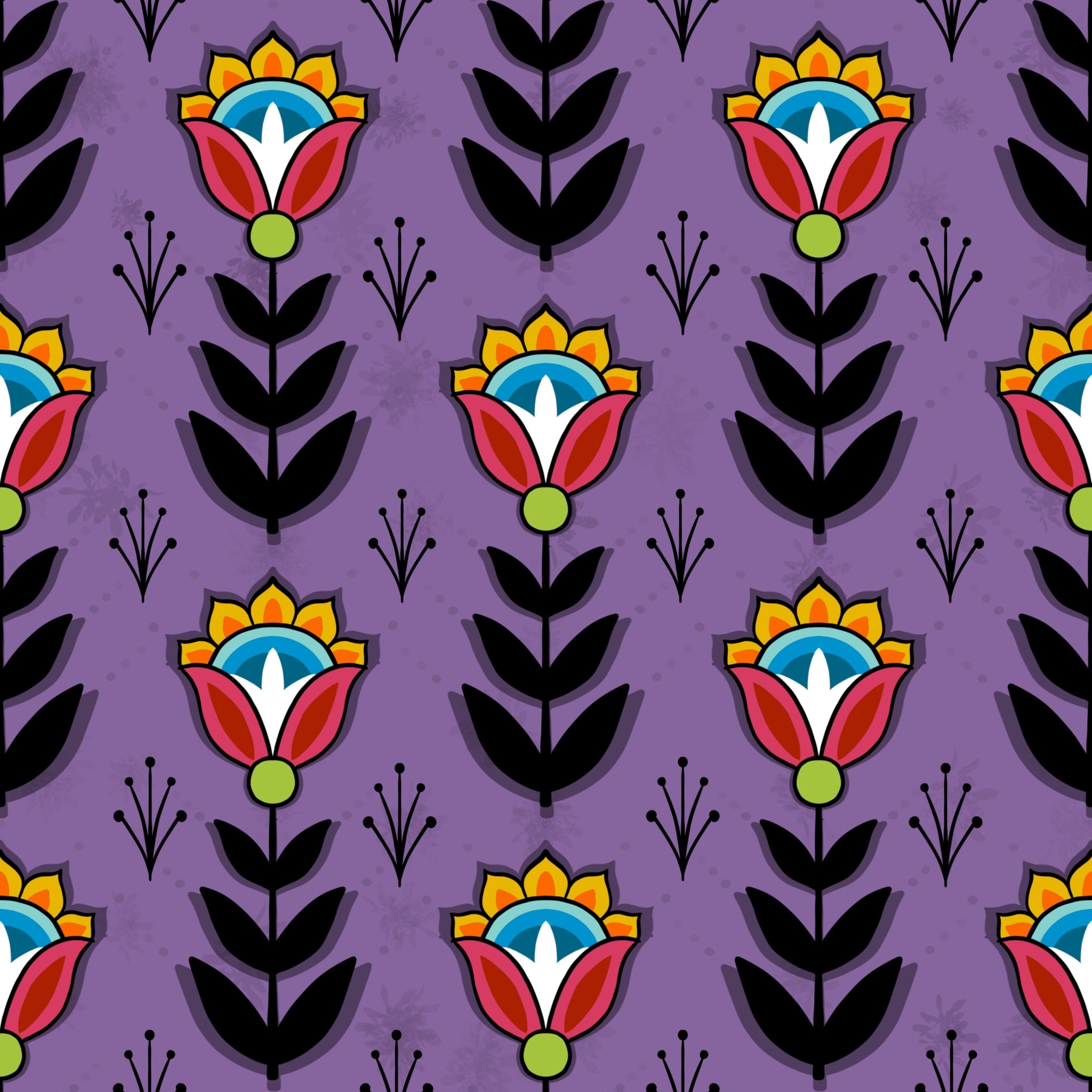 Native_Floral_8_by_Shannon_Gustafson SG-0008-Purple Indigenous fabrics by Itex Designs