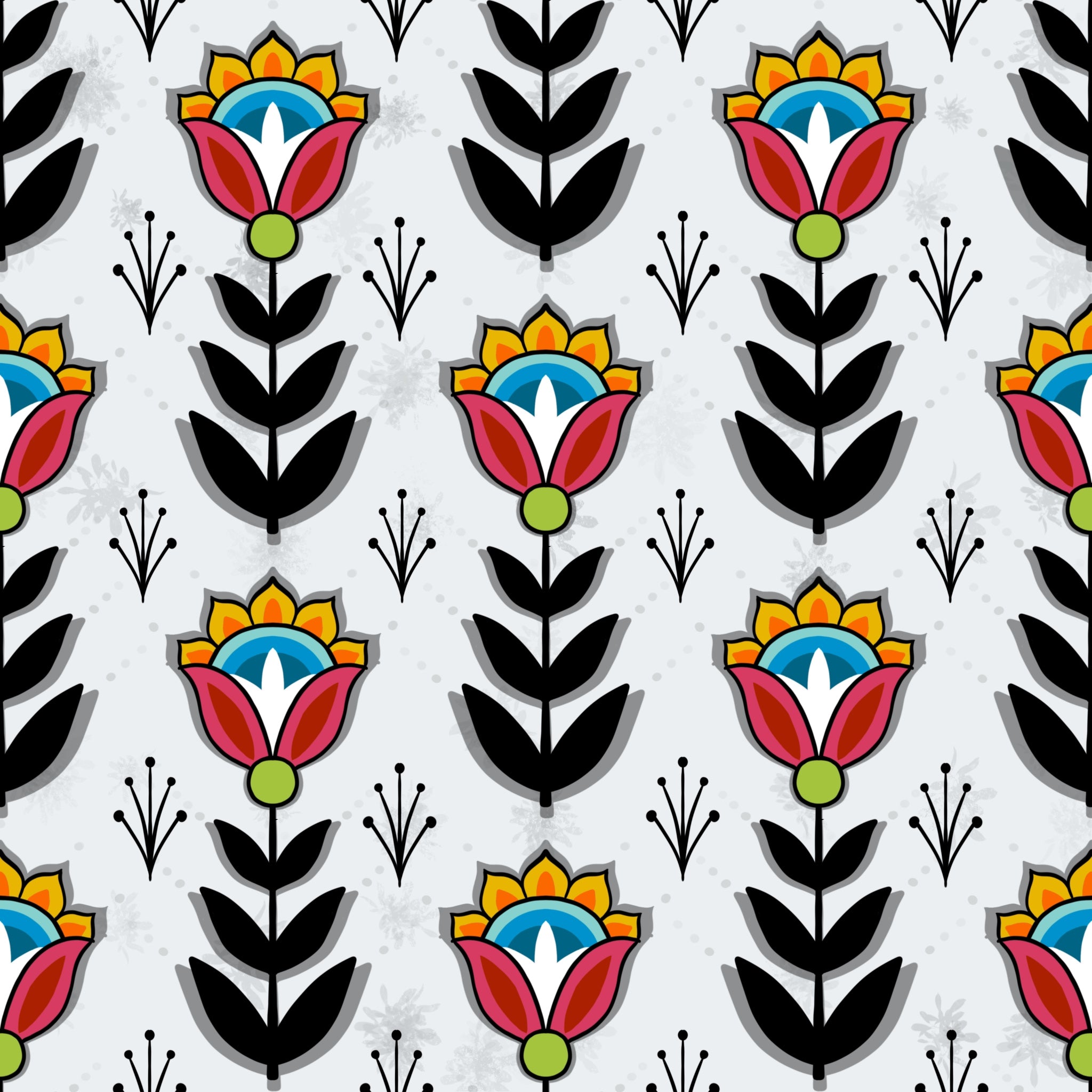 Native_Floral_8_by_Shannon_Gustafson SG-0008-Silvery White Indigenous fabrics by Itex Designs