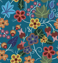 Native_Floral_by_Shannon_Gustafson SG-0001-Teal Indigenous fabrics by Itex Designs
