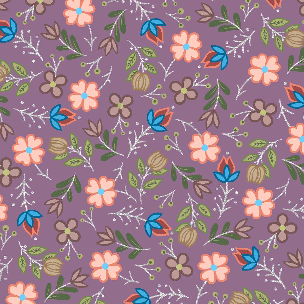 Native_Floral_Metallic_7_by_Shannon_Gustafson SG-0007M-Purple Indigenous fabrics by Itex Designs