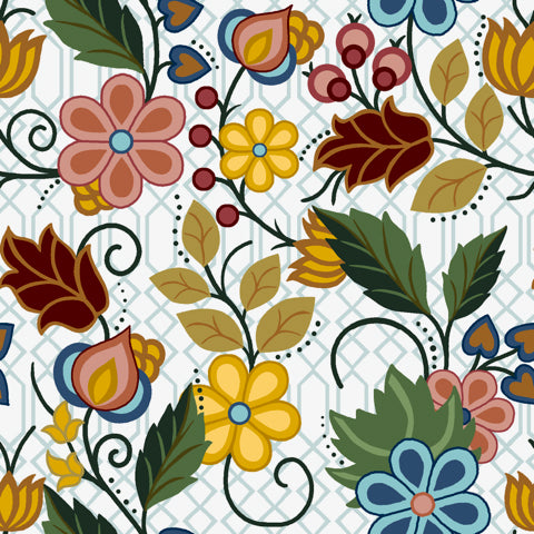 Native_Floral_Satins_by_Shannon_Gustafson SGS-0004-White Indigenous fabrics by Itex Designs