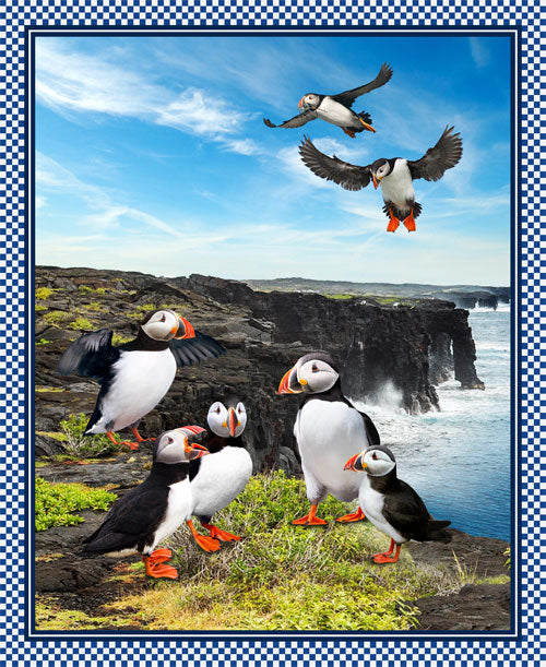 Puffins EY-2102-1-1 Indigenous fabrics by Itex Designs