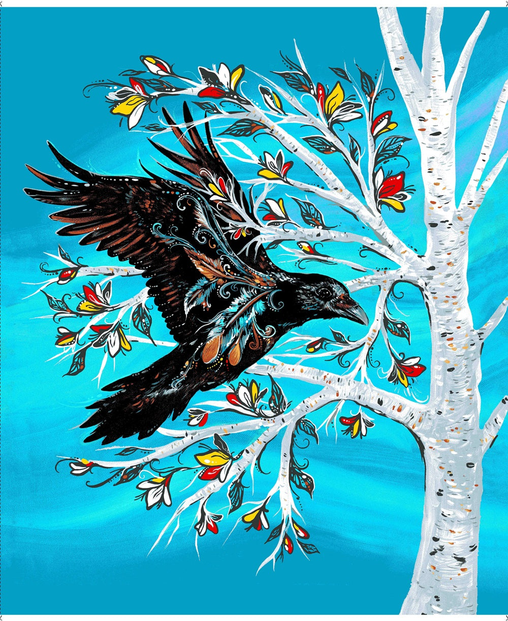 Raven_Tree_by_Carla_Joseph CAJ-0001MP-Turquoise Indigenous fabrics by Itex Designs