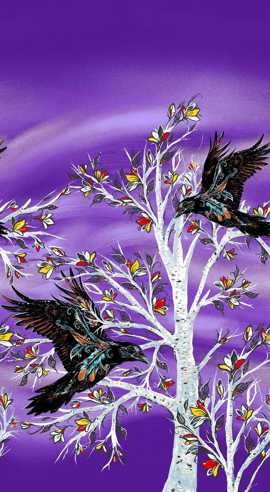 Raven_Tree_by_Carla_Joseph CAJ-0002M-Purple Indigenous fabrics by Itex Designs