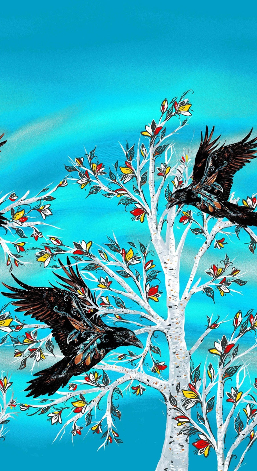 Raven_Tree_by_Carla_Joseph CAJ-0002M-Turquoise Indigenous fabrics by Itex Designs
