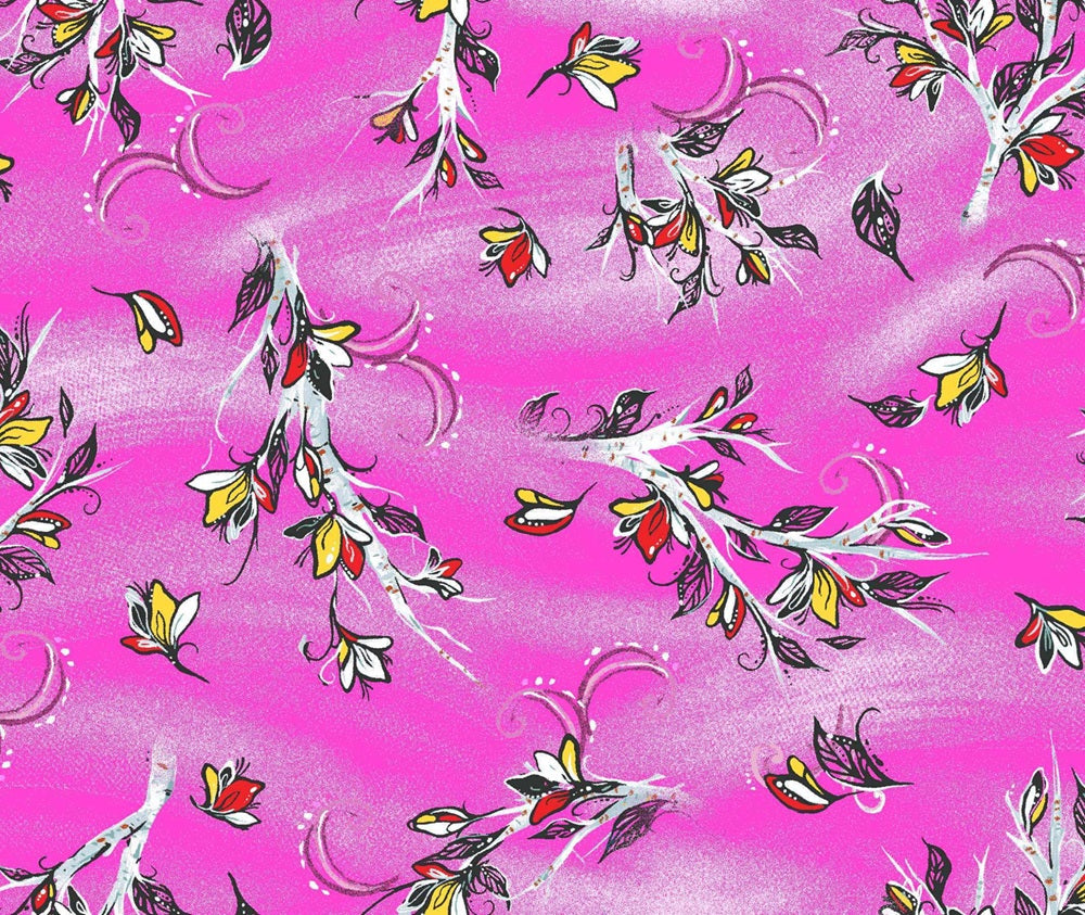 Raven_Tree_by_Carla_Joseph CAJ-0003M-Pink Indigenous fabrics by Itex Designs