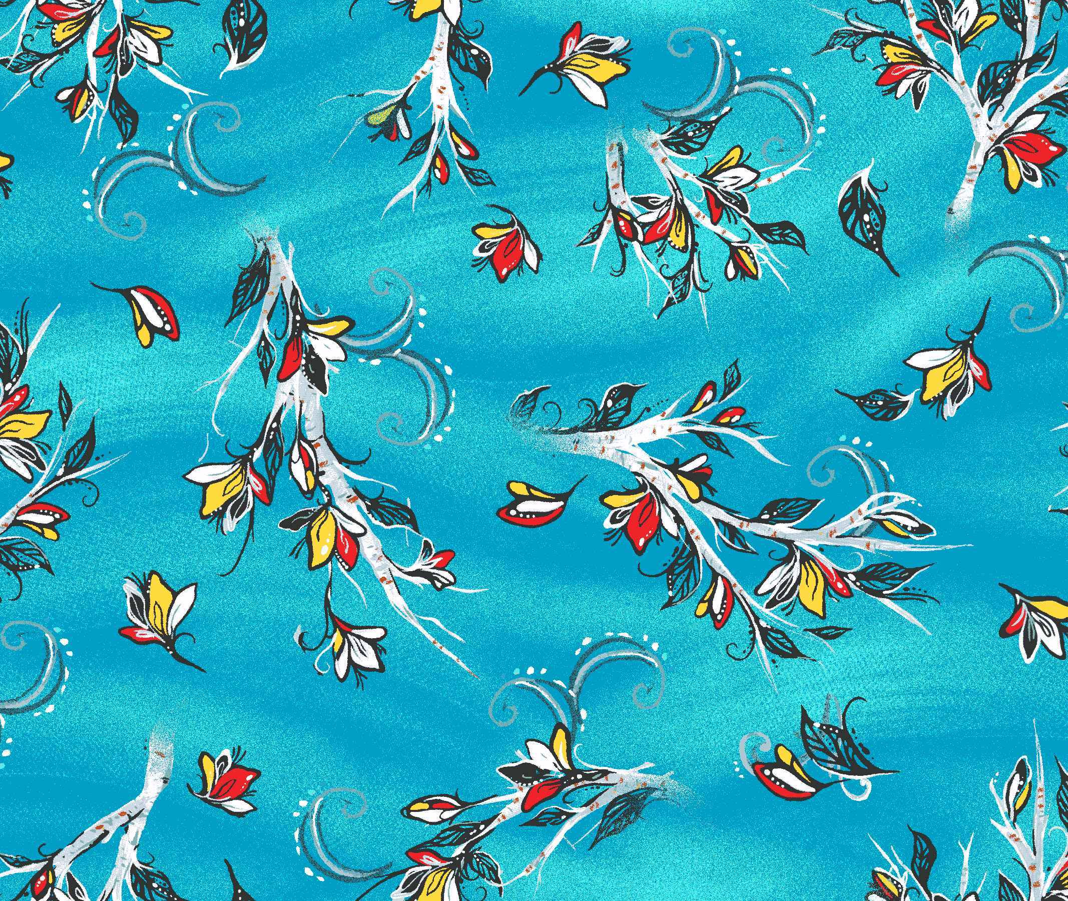 Raven_Tree_by_Carla_Joseph CAJ-0003M-Turquoise Indigenous fabrics by Itex Designs