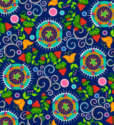 Revelation_Bright_by_Tracey_Metallic TMD-0001-Navy Indigenous fabrics by Itex Designs