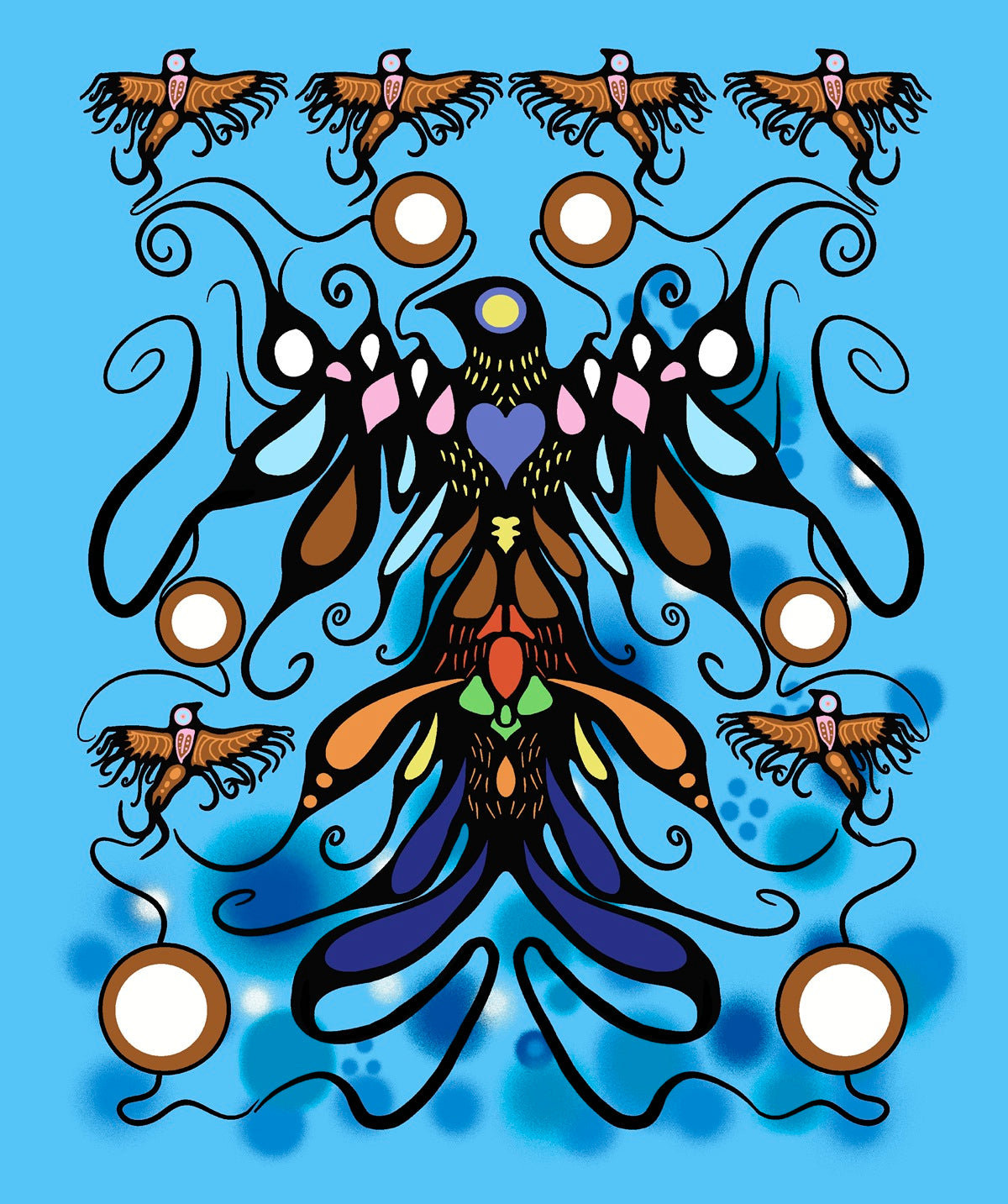 Supporting_Each_Other__by__C.J._Houle CJH-0006P-Blue Indigenous fabrics by Itex Designs