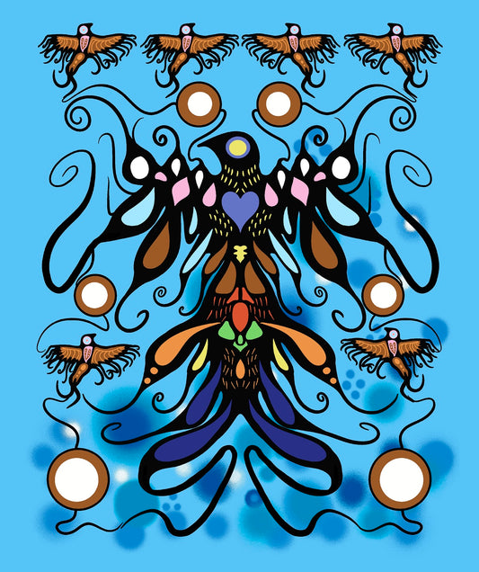 Supporting_Each_Other__by__C.J._Houle CJH-0006P-Blue Indigenous fabrics by Itex Designs