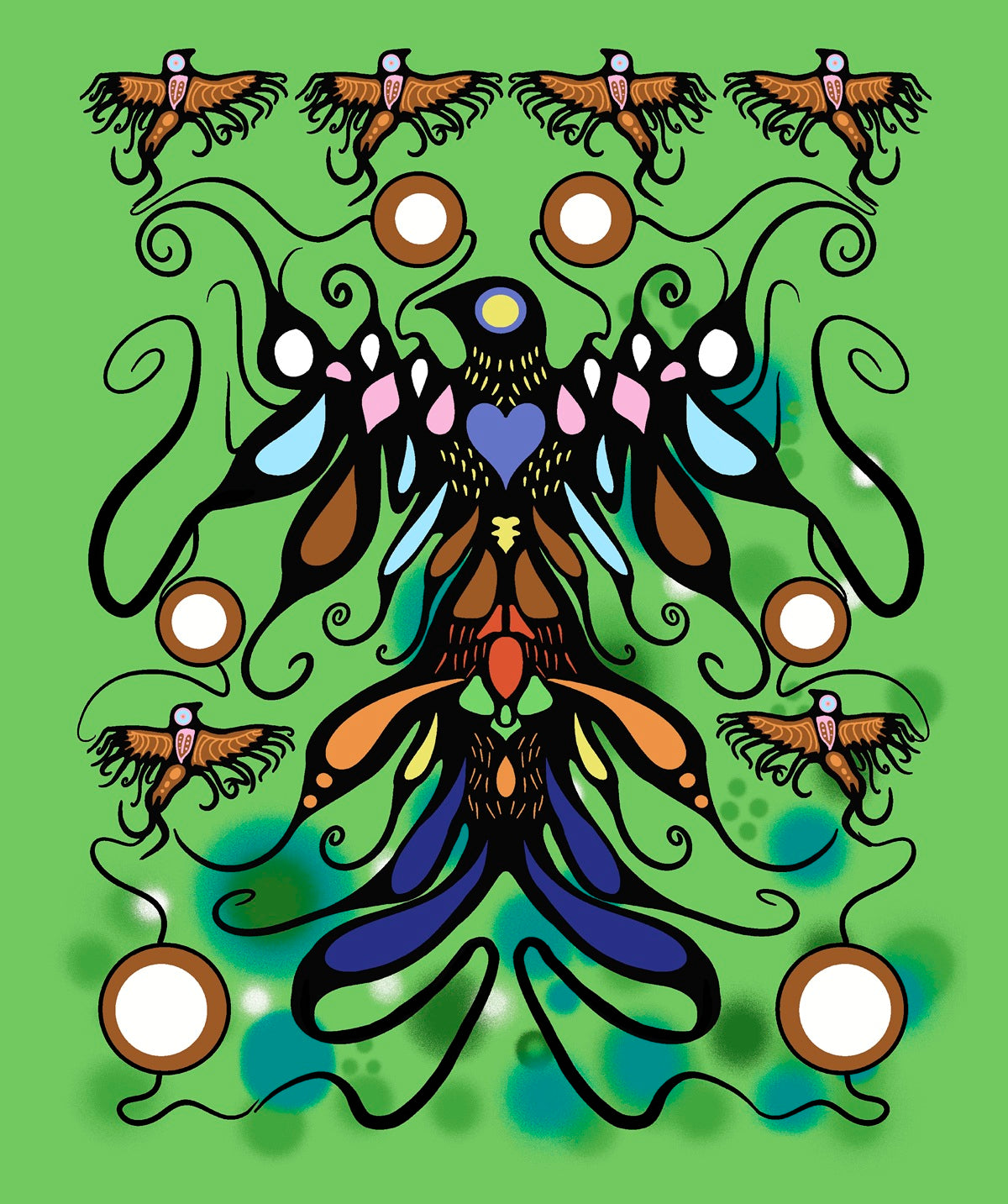 Supporting_Each_Other__by__C.J._Houle CJH-0006P-Green Indigenous fabrics by Itex Designs