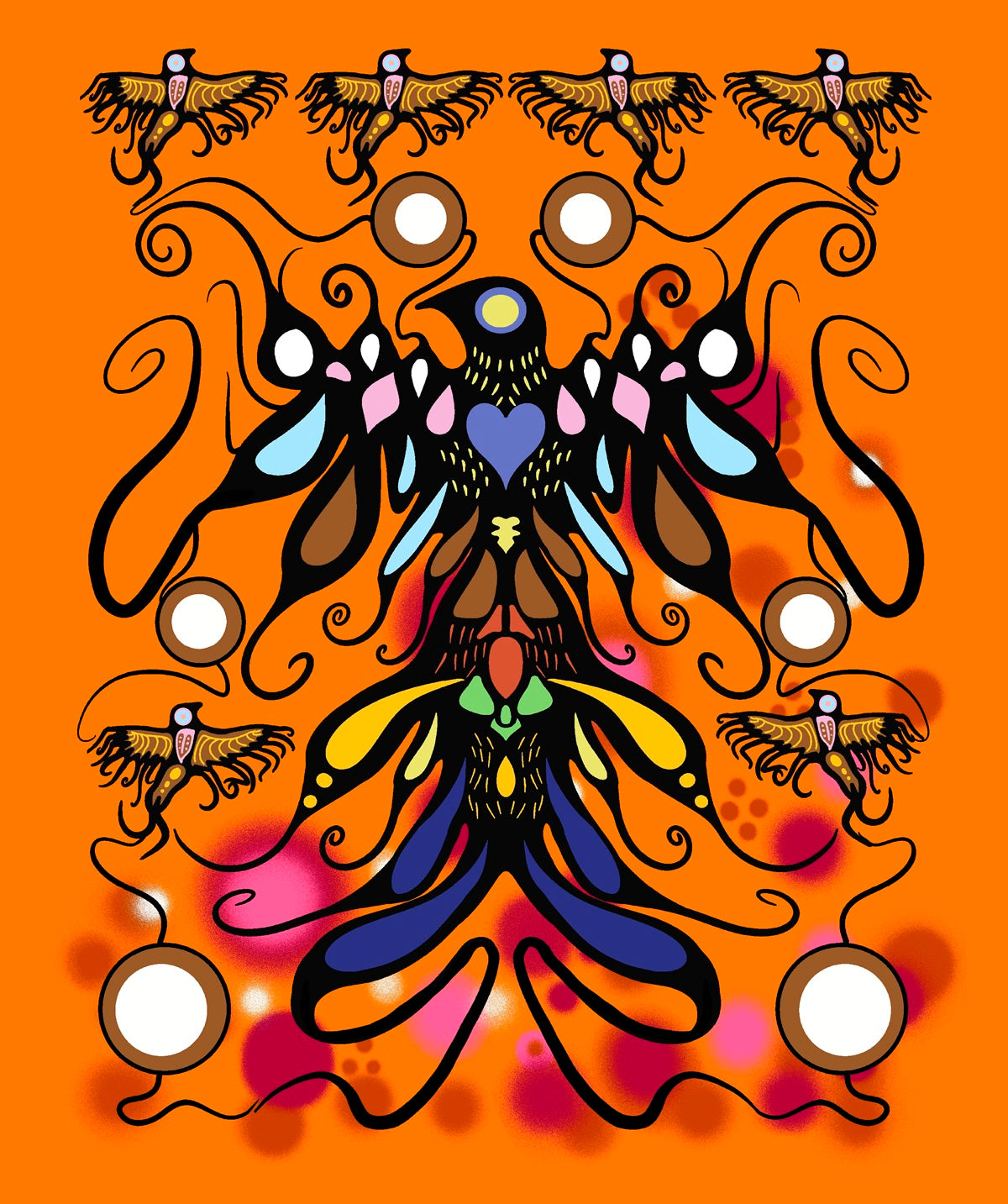 Supporting_Each_Other__by__C.J._Houle CJH-0006P-Orange Indigenous fabrics by Itex Designs