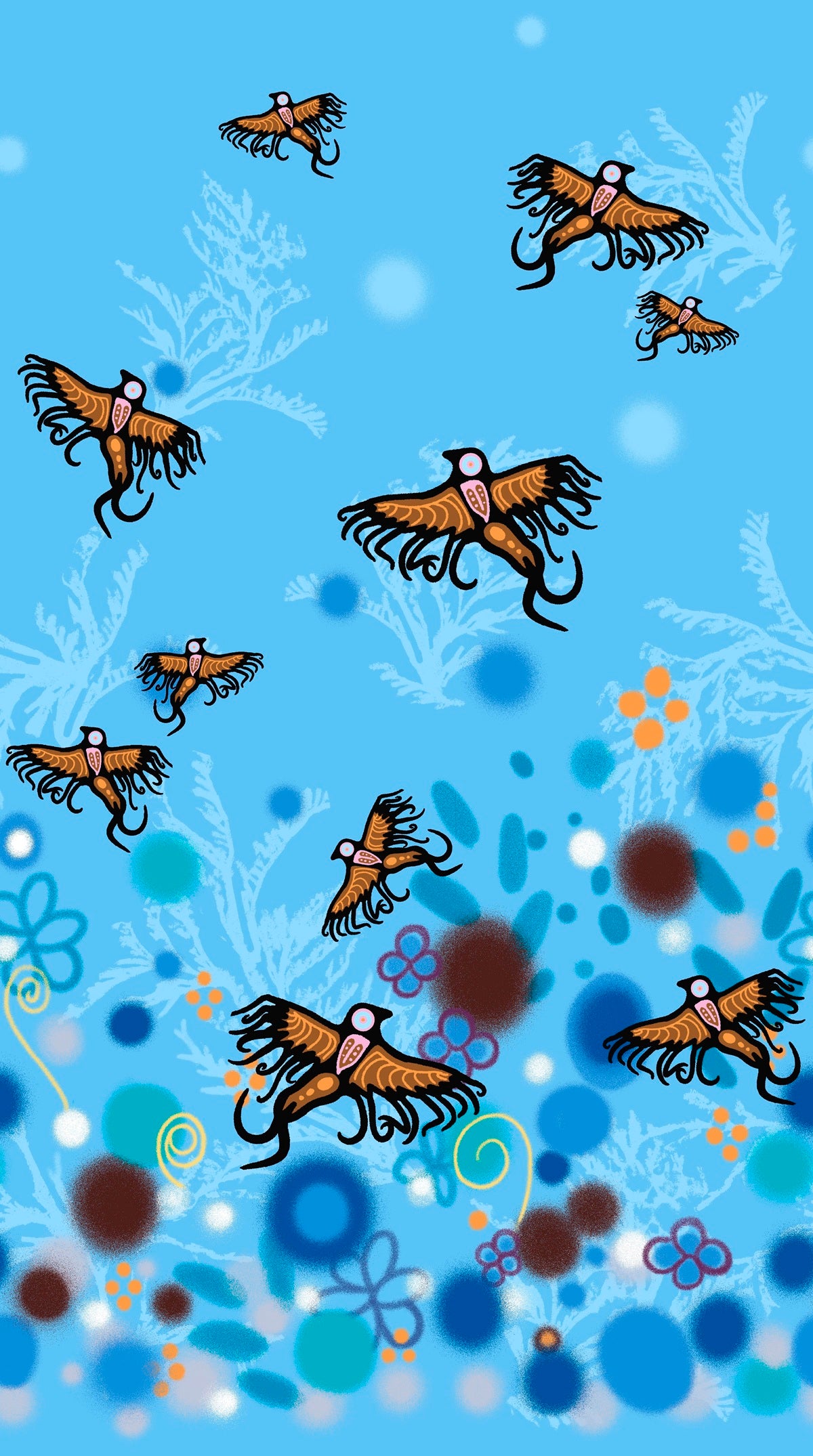 Supporting_Each_Other__by__C.J._Houle CJH-0007-Blue Indigenous fabrics by Itex Designs