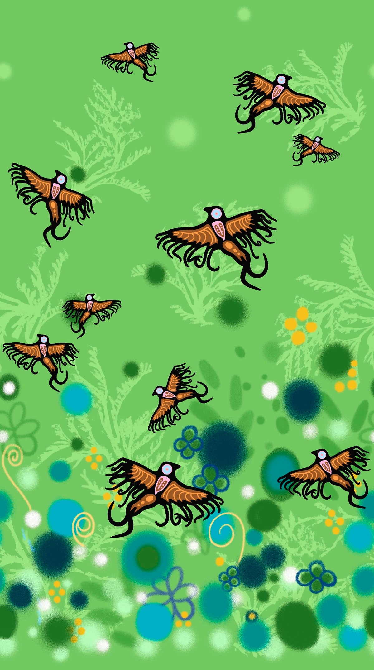 Supporting_Each_Other__by__C.J._Houle CJH-0007-Green Indigenous fabrics by Itex Designs