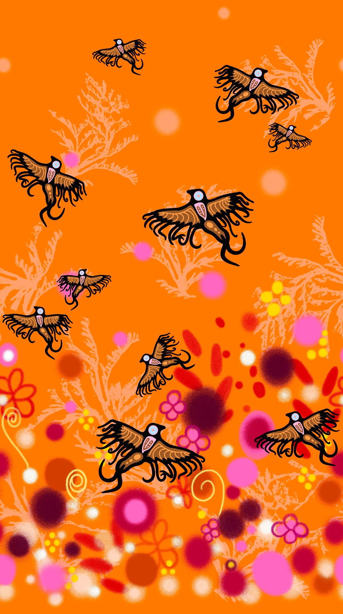 Supporting_Each_Other__by__C.J._Houle CJH-0007-Orange Indigenous fabrics by Itex Designs