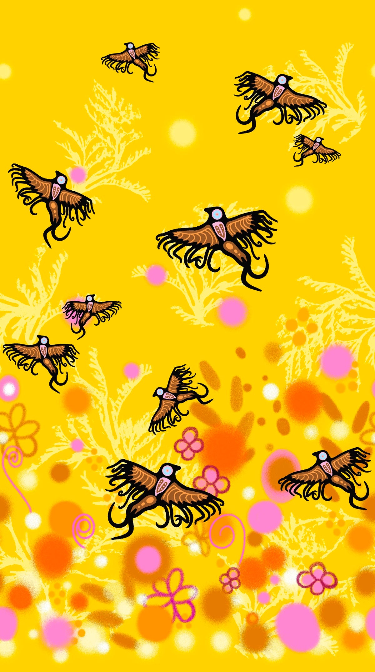 Supporting_Each_Other__by__C.J._Houle CJH-0007-Yellow Indigenous fabrics by Itex Designs