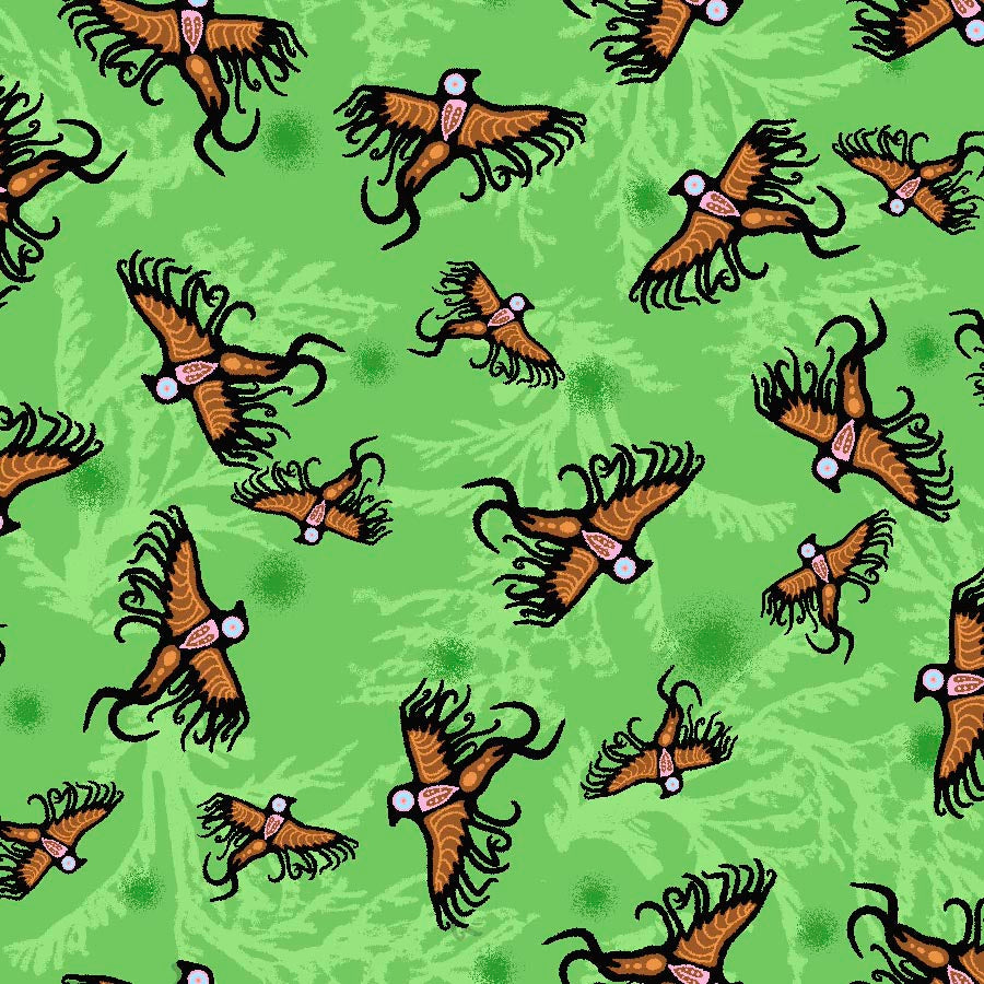 Supporting_Each_Other__by__C.J._Houle CJH-0008-Green Indigenous fabrics by Itex Designs