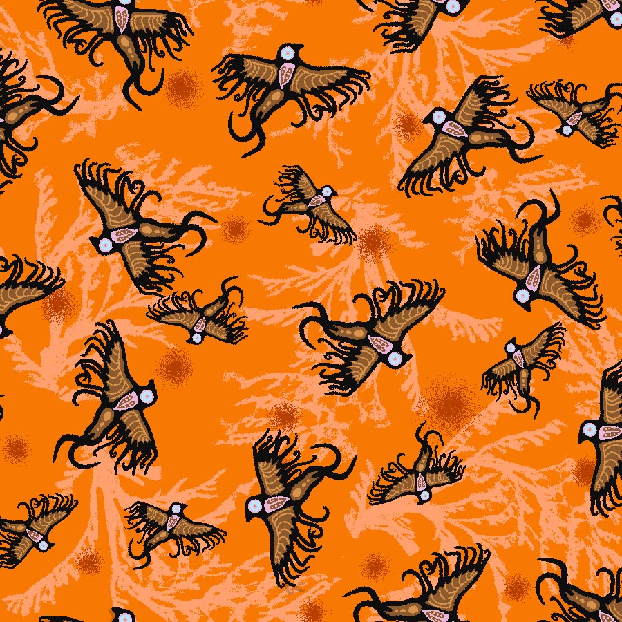Supporting_Each_Other__by__C.J._Houle CJH-0008-Orange Indigenous fabrics by Itex Designs