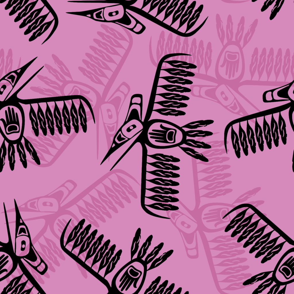 Thunderbirds_by_Linda_Lavallee CNC0003-Pink Indigenous fabrics by Itex Designs