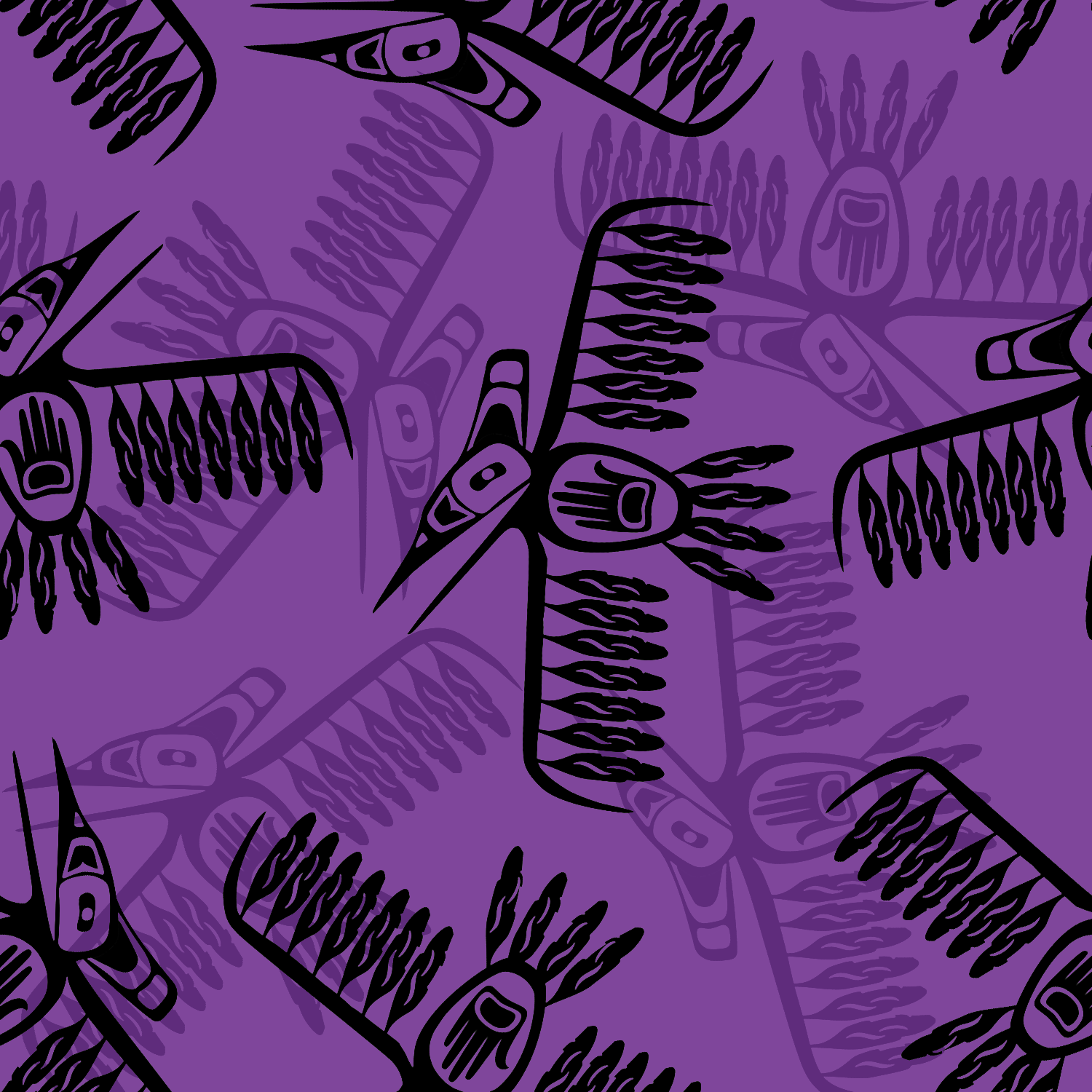 Thunderbirds_by_Linda_Lavallee CNC0003-Purple Indigenous fabrics by Itex Designs