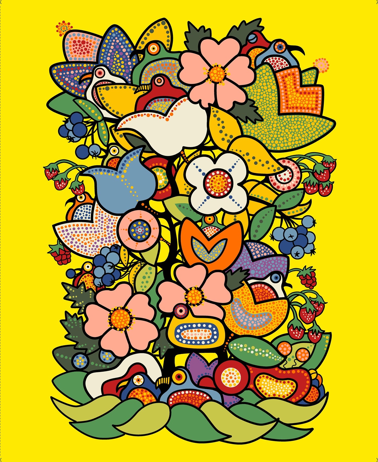 Tree_of_Life_by_Donna_the_Strange DTS-0001P-Yellow Indigenous fabrics by Itex Designs