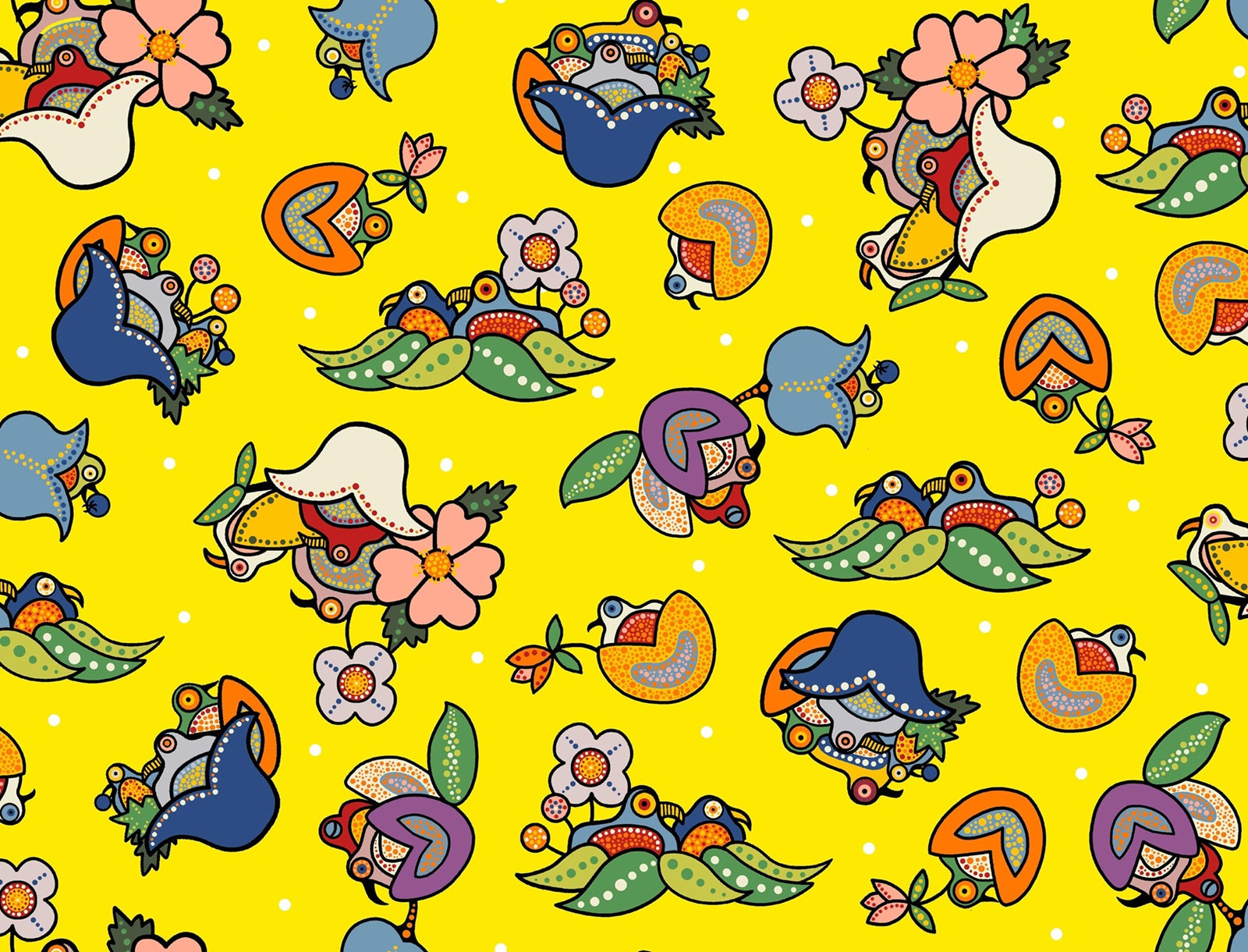 Tree_of_Life_by_Donna_the_Strange DTS-0002-Yellow Indigenous fabrics by Itex Designs