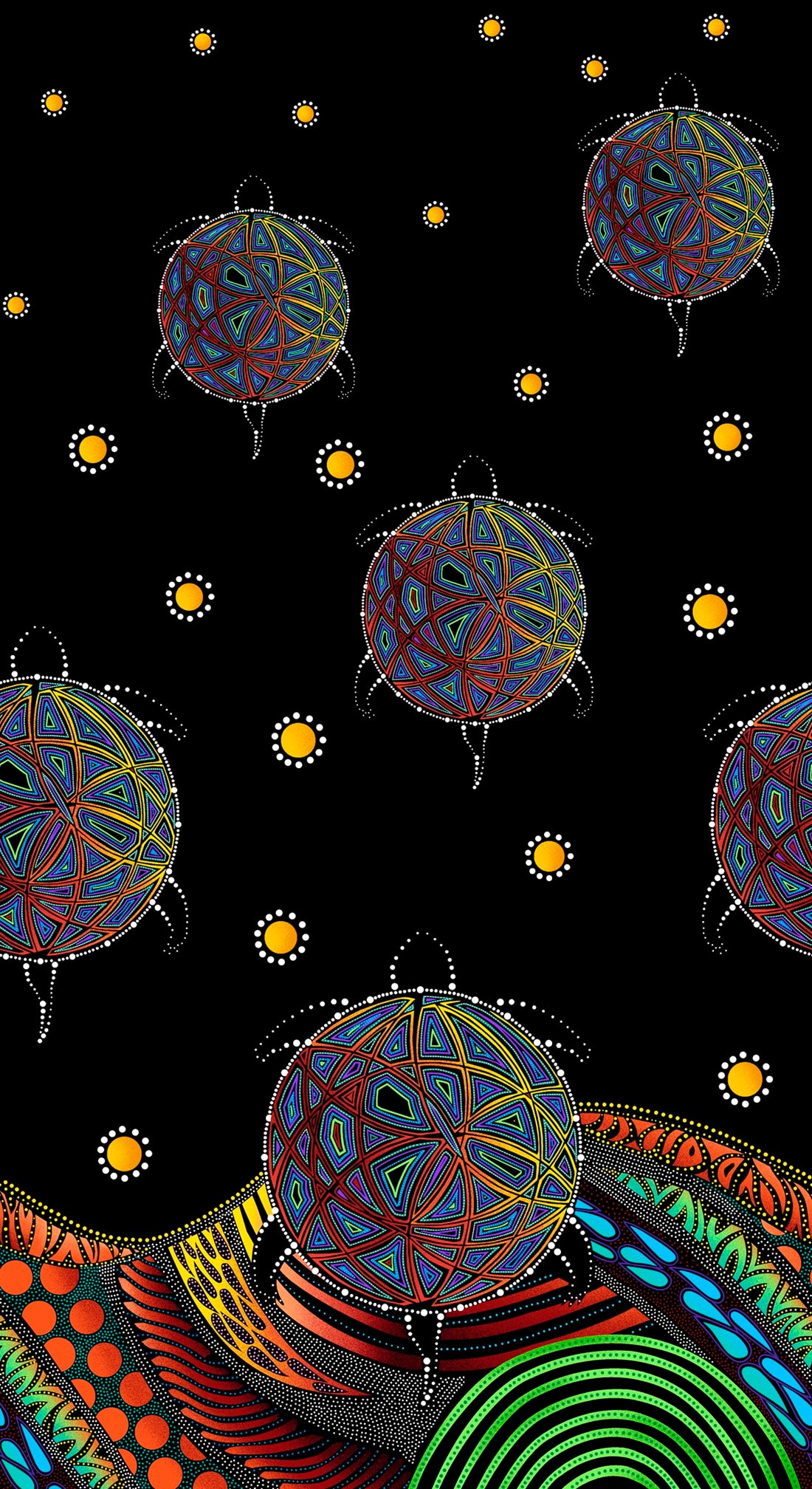 Turtle_by_Betty_Albert BA-00011M-Black Indigenous fabrics by Itex Designs