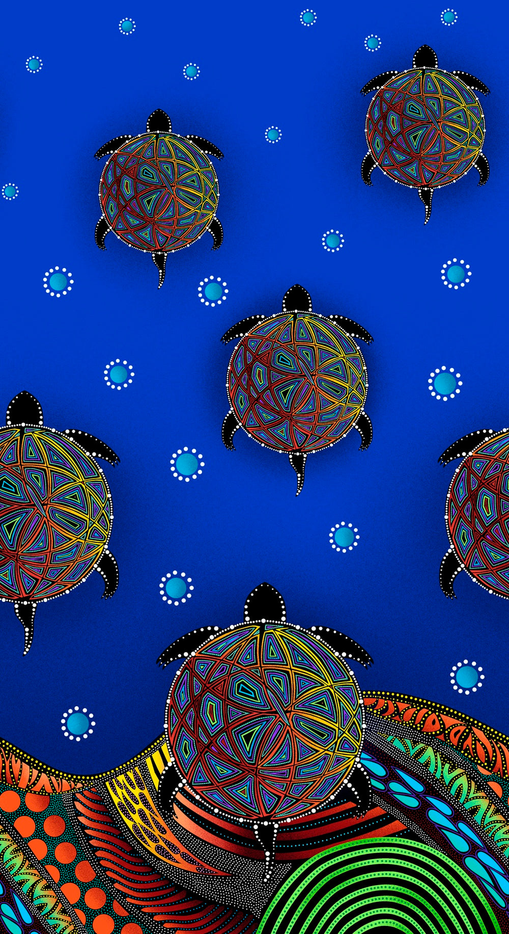 Turtle_by_Betty_Albert BA-00011M-Royal Indigenous fabrics by Itex Designs