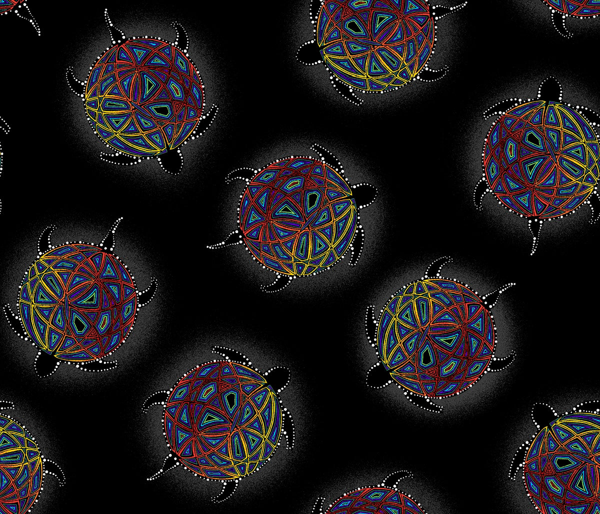 Turtle_by_Betty_Albert BA-00012M-Black Indigenous fabrics by Itex Designs